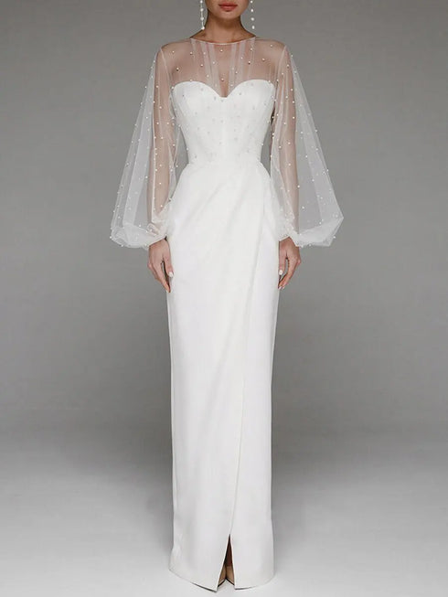 Sexy Wedding Dresses for Women Casual O-Neck Long Dress Elegant Evening Style